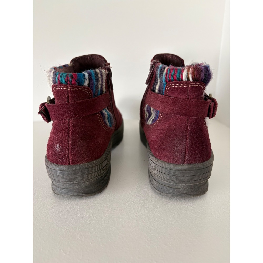 Earth Origins Tate Burgundy Suede Knit Collar Ankle Boots Womens 7M 2011F Camp - Picture 4 of 8